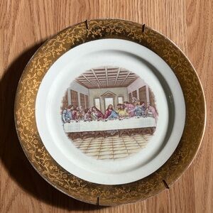 Elegant Gold and White Decorative Last Supper Plate